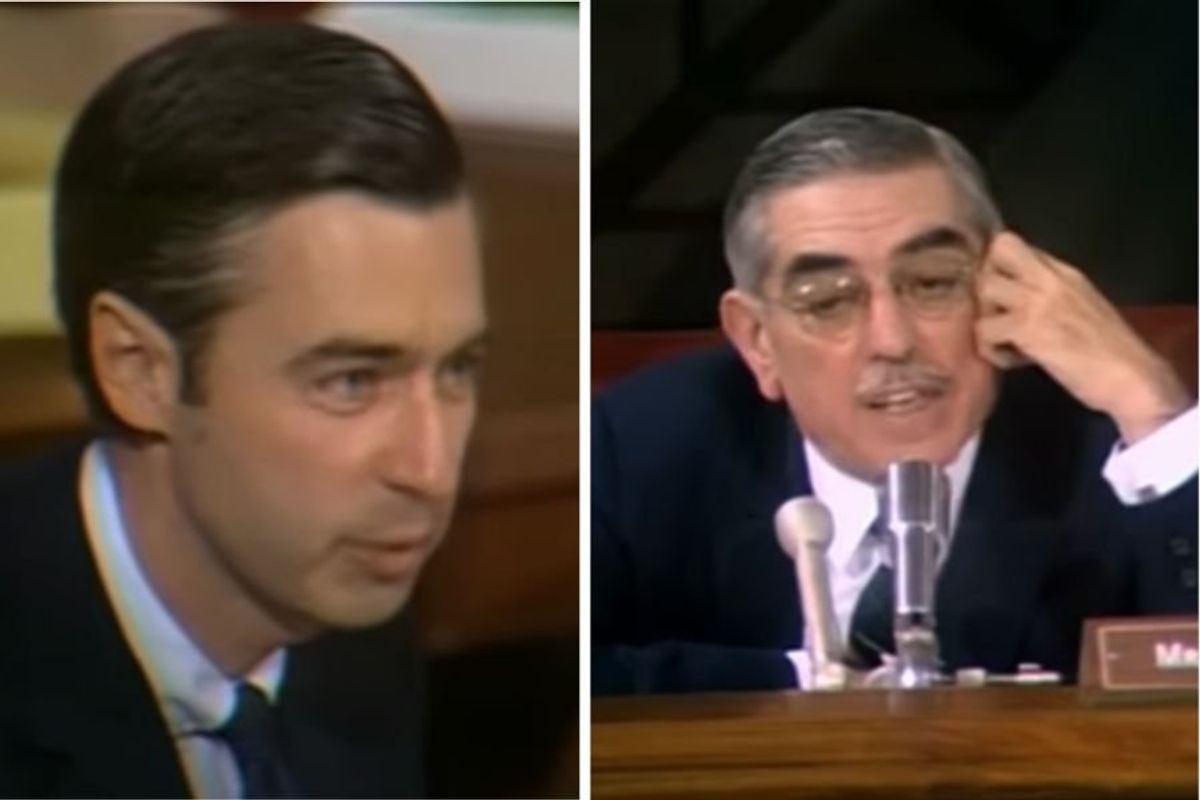 PBS; NPR; public broadcasting; PBS hearing; defund PBS; congress defunding PBS; Mister Rogers; Mister Rogers addresses congress