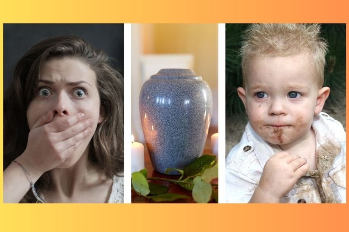 pica, toddlers, parenting, parenting tiktok, parenting humor, urn, toddler snacks