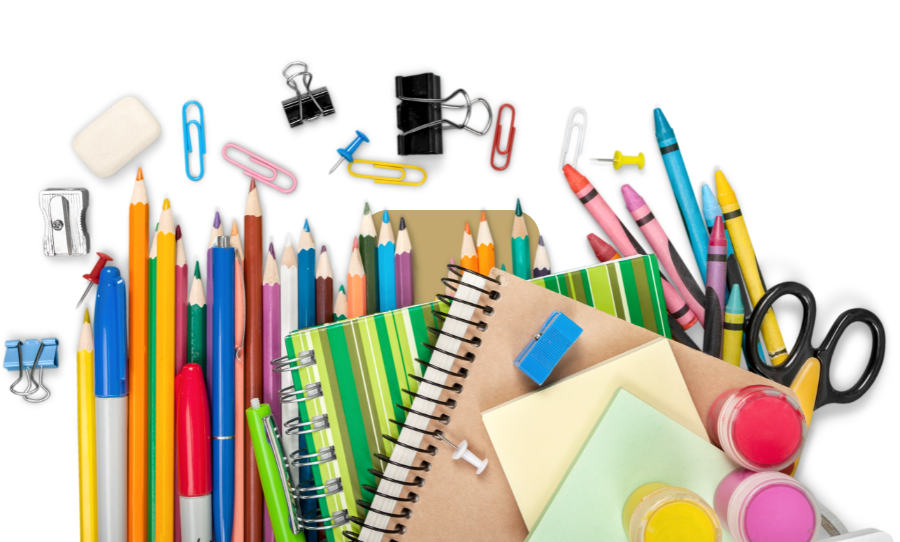 school supplies, school, pencils, paper, markers, paper