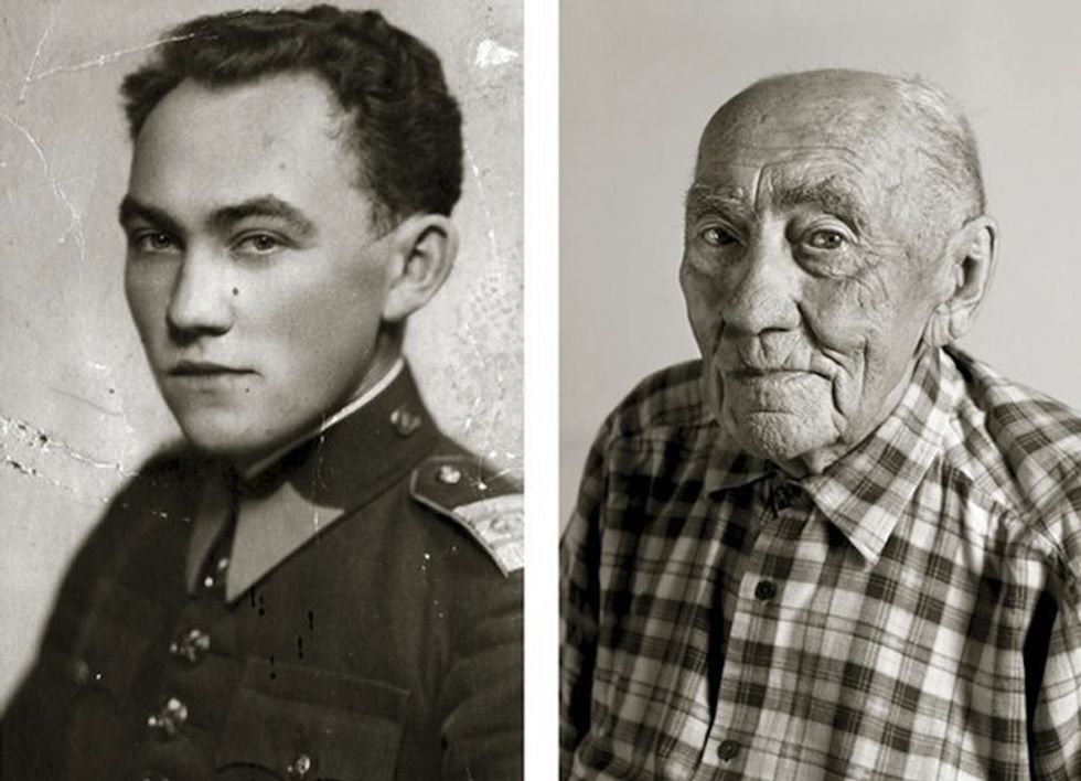 aging, photos, older people with their younger selves, aging process, 100 years old