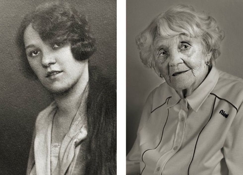aging, photos, older people with their younger selves, aging process, 100 years old