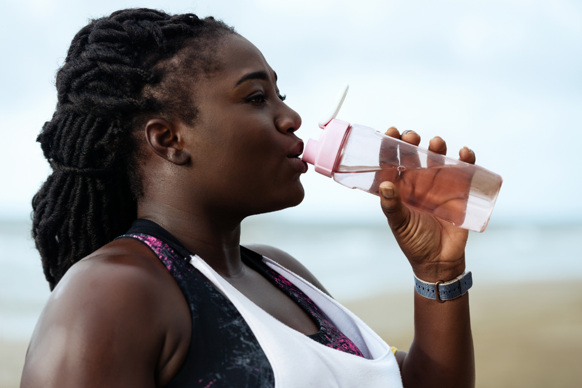 Woman, drinking, water, hydration, water temperature