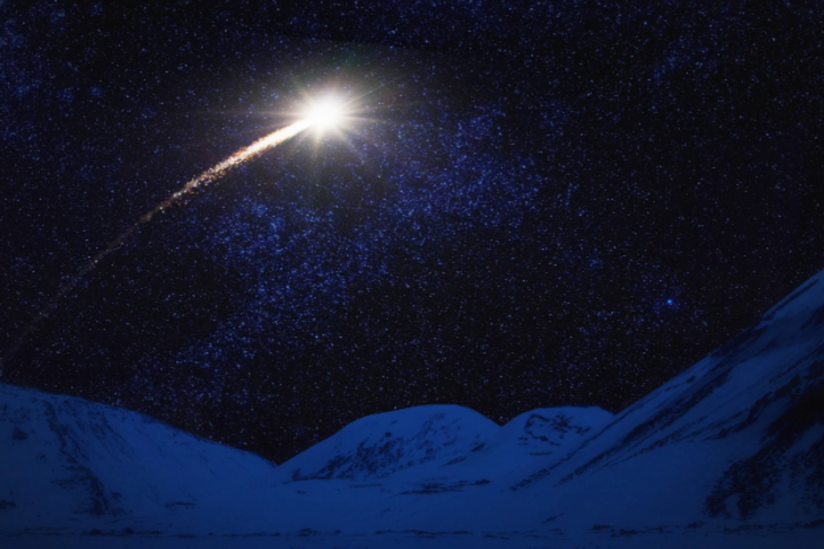 shooting star, meteorite, space, winter, outer space, stars
