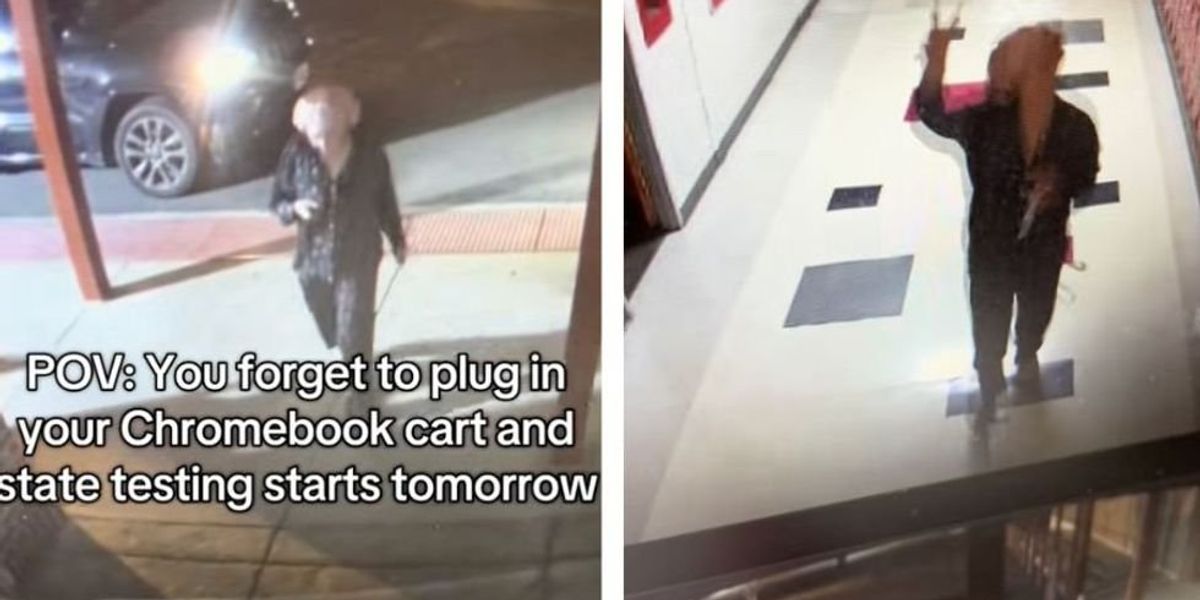 Teacher goes viral for showing up to her middle school at 10pm in a bonnet and pajamas