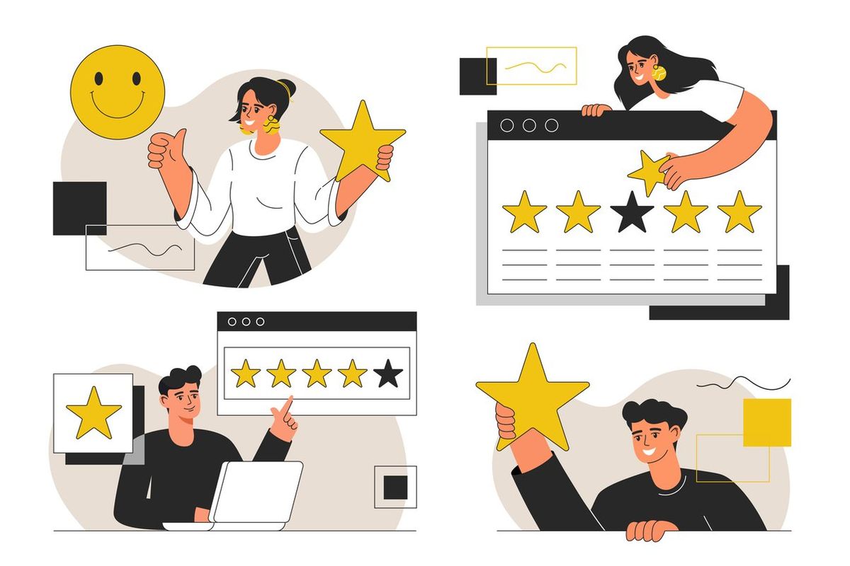 Satisfaction illustrations concept. Trendy vector style. Feedback, rating, review, customer, voting. stock illustration