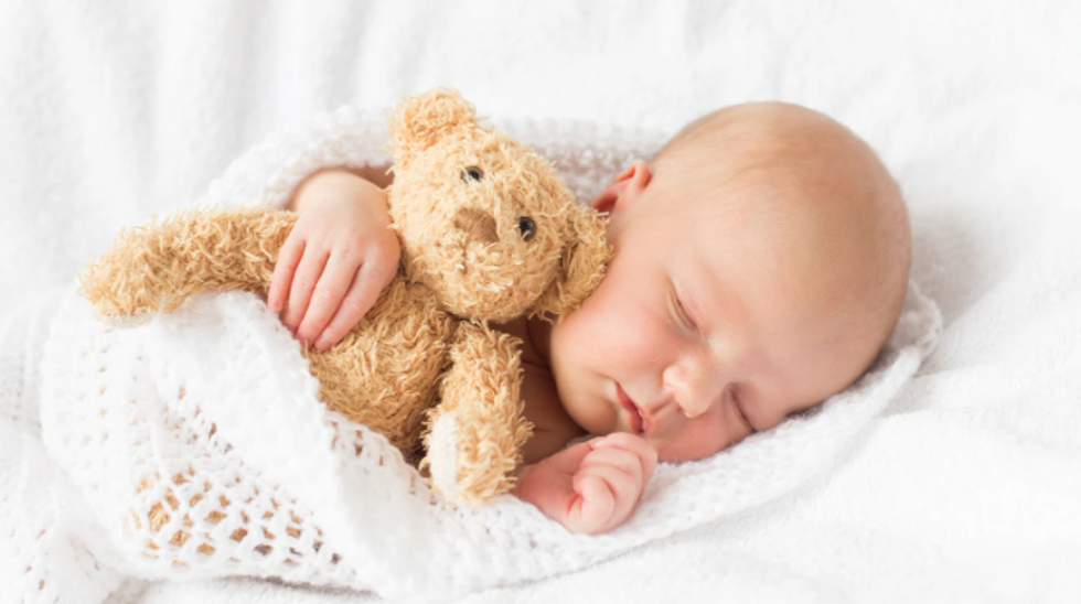 baby, newborn baby, baby girl, baby girl teddy, teddy bear, sleeping baby
