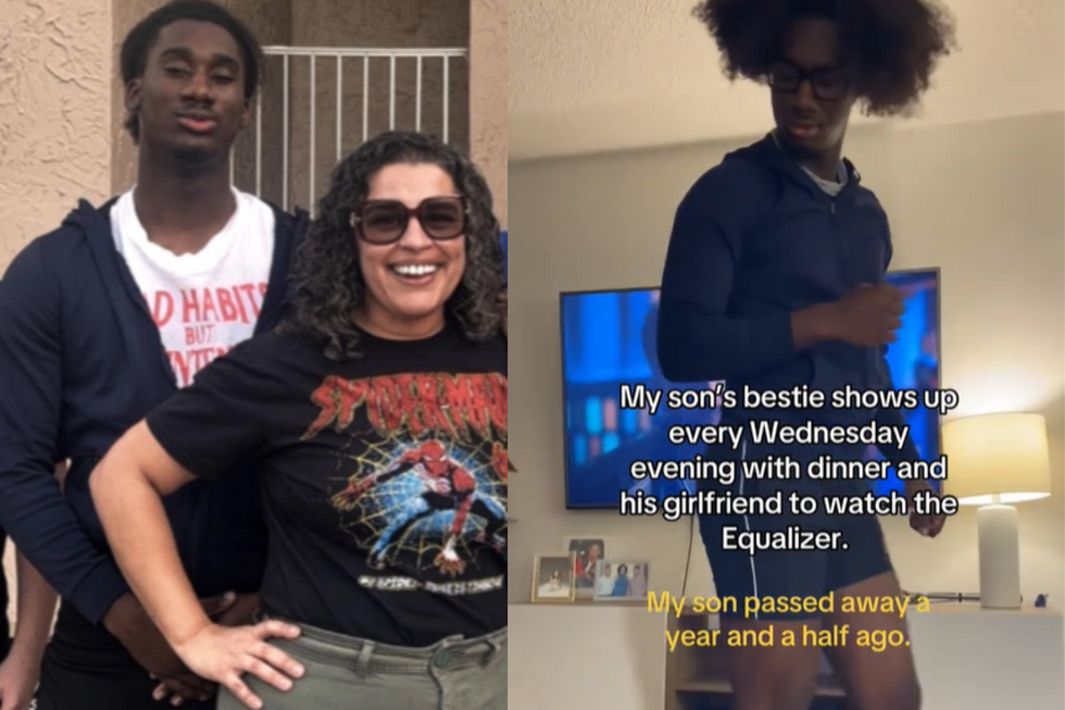 Her son passed away over a year ago. His best friend still brings her dinner every Wednesday.