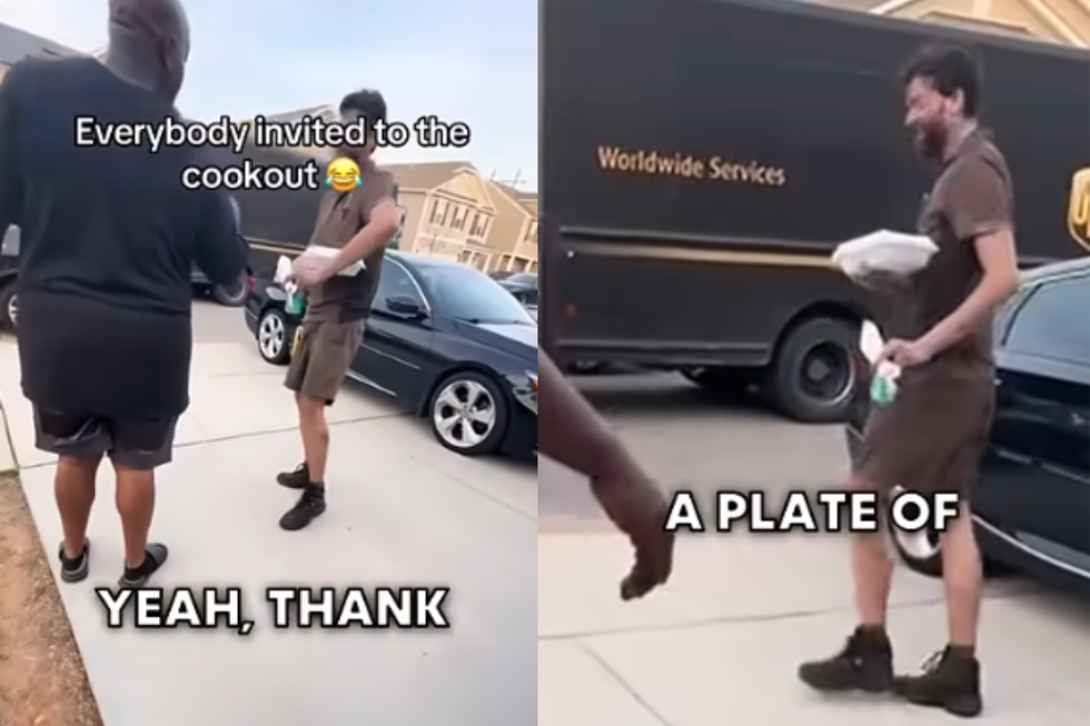 Family flags down exhausted UPS driver and invites him to 'make a plate' at family cookout