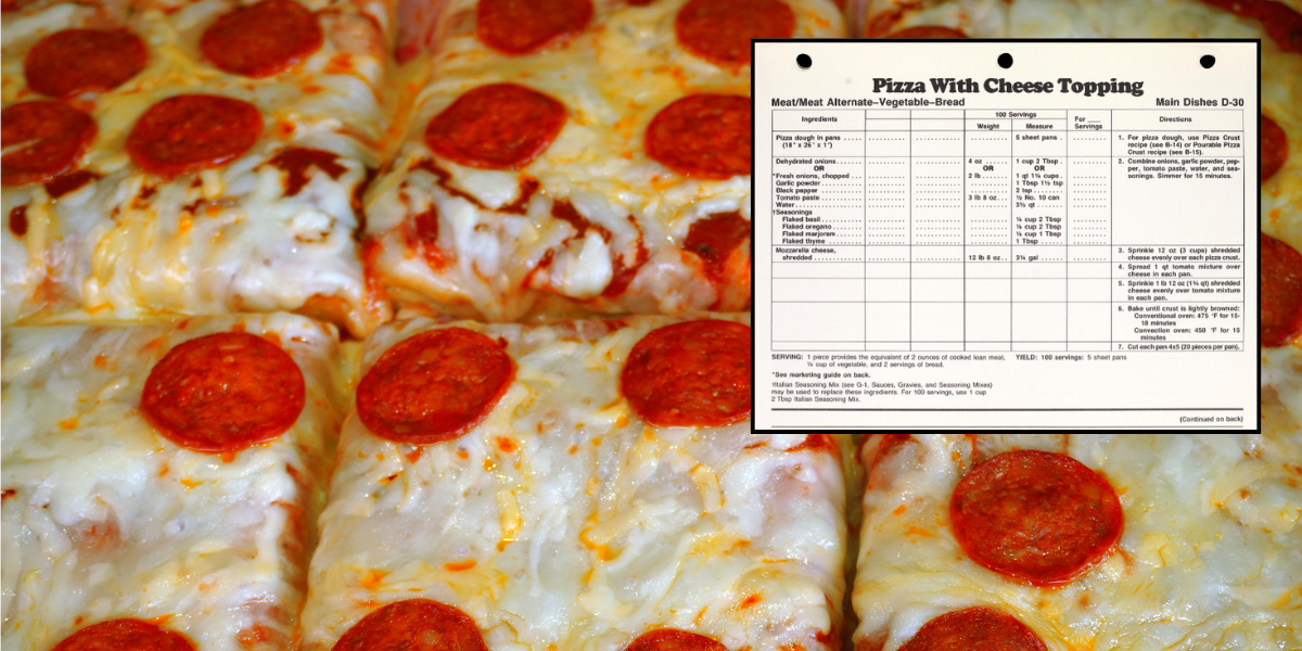 Behold! The authentic recipe for '80s school cafeteria rectangle pizza.