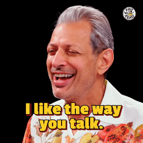 jeff goldblum, talking, social interaction, connection