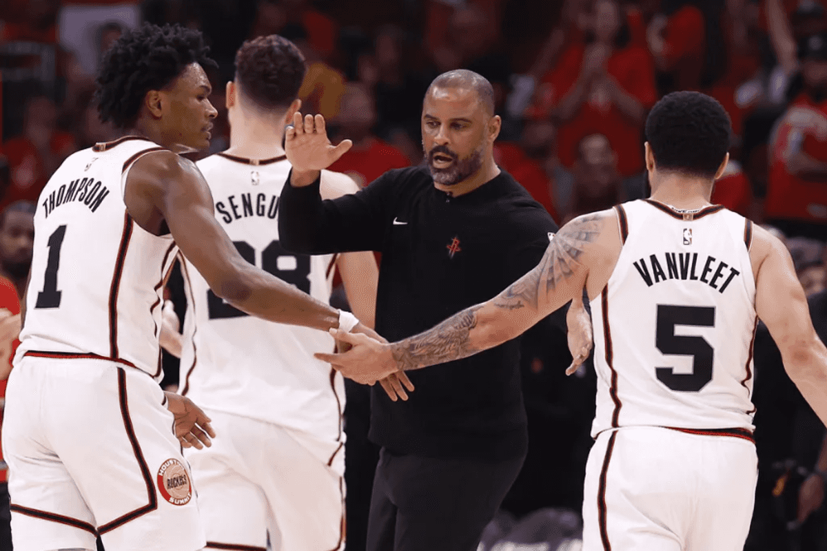 Rockets Amen Thompson, Fred Vanvleet, Ime Udoka