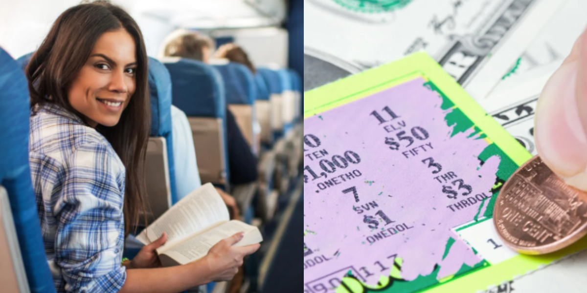 Young autistic man gives a scratch off lottery ticket to every passenger on his flight