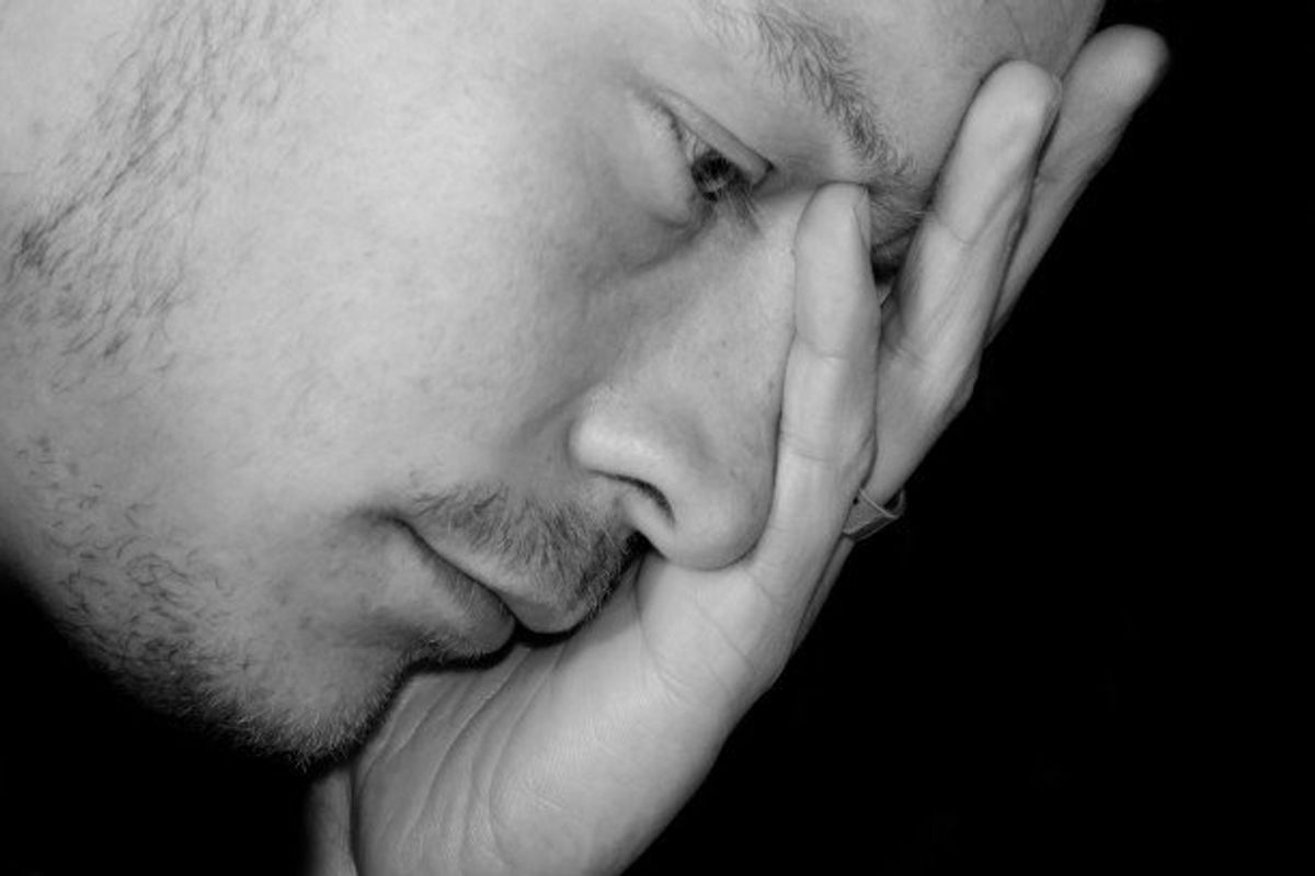 anxiety, mood disorders, mental health, therapy, man looking anxious