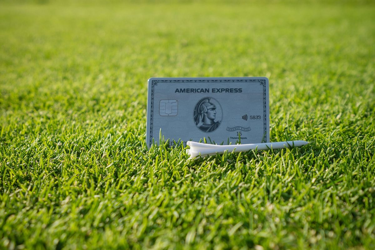 Credit card placed on grass