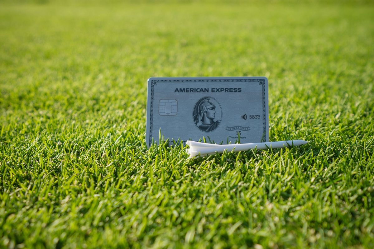 Credit card placed on grass