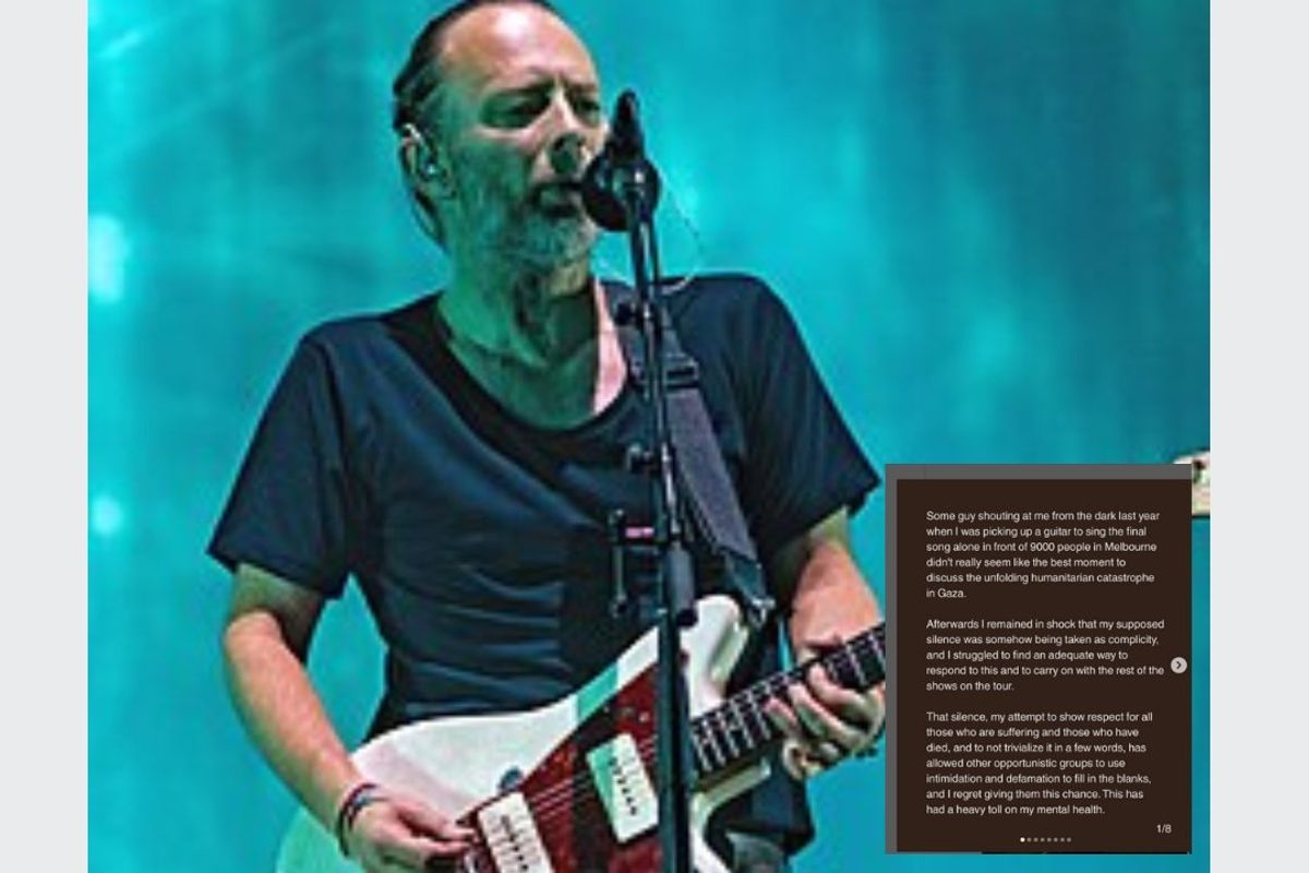Thom Yorke, Radiohead, Israel, Gaza, Instagram