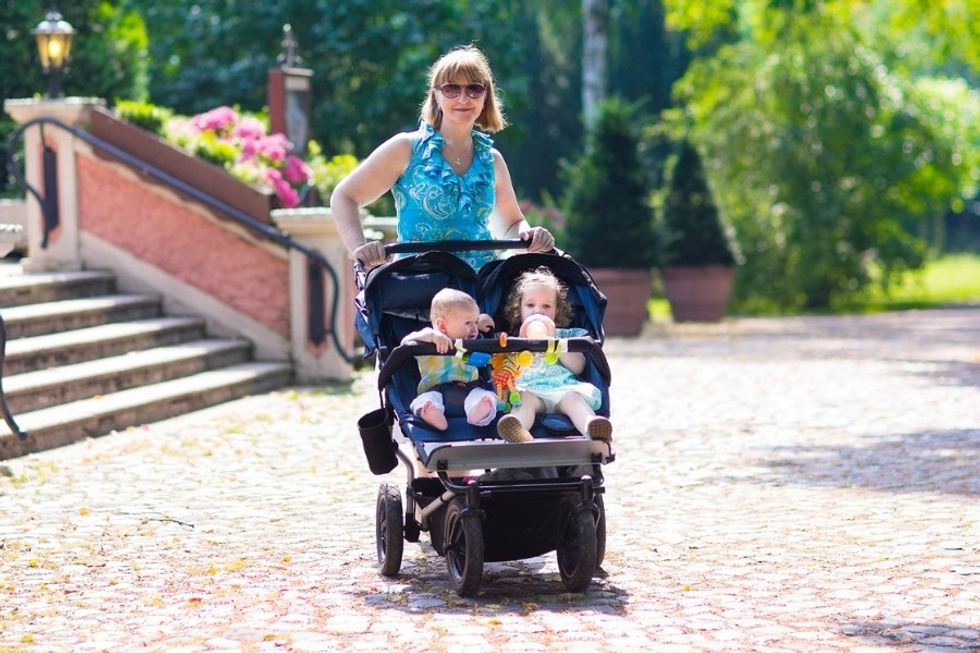 double stroller, mom, motherhood, toddlers,