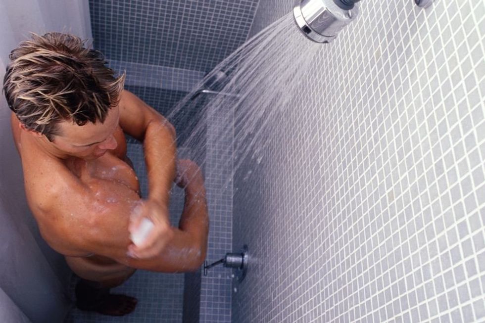 shower, morning shower, showering at night, man in shower
