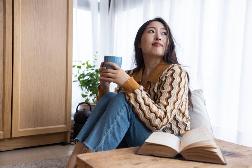 being alone, reading, drinking tea, solitude