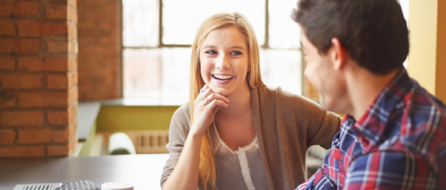 woman talking, couple on date, woman smiling, conversation, uncomfortable silence