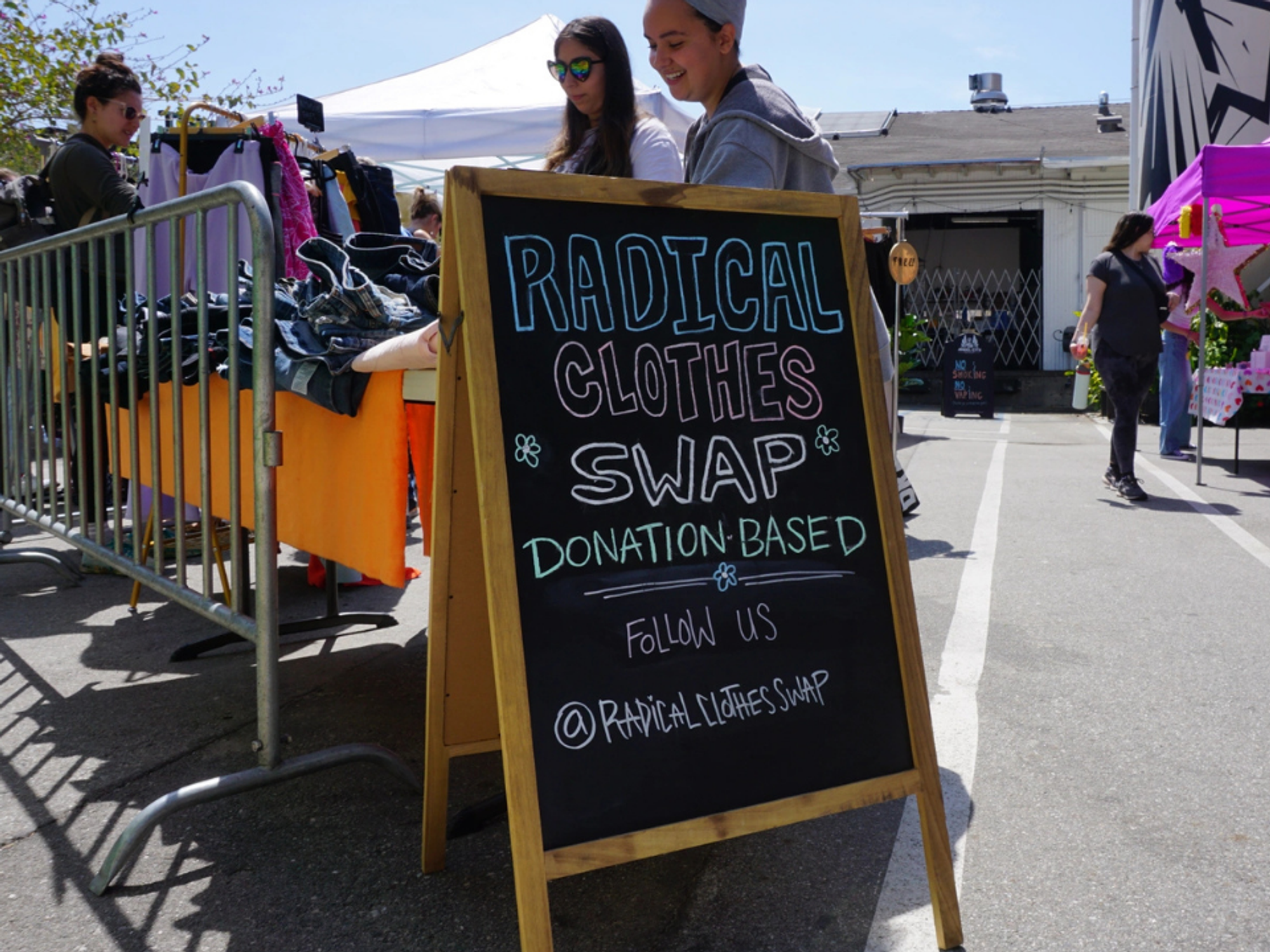 clothing swap, sign, free, donations, recycling