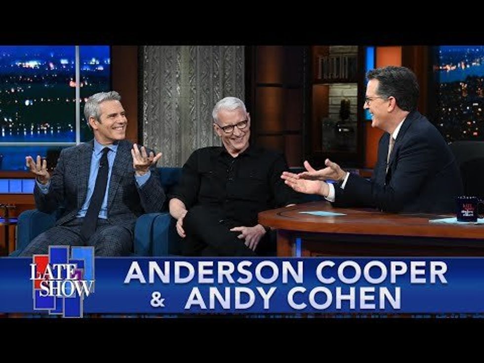 Anderson Cooper can't stop giggling telling Colbert about 'embarrassing'  childhood interest