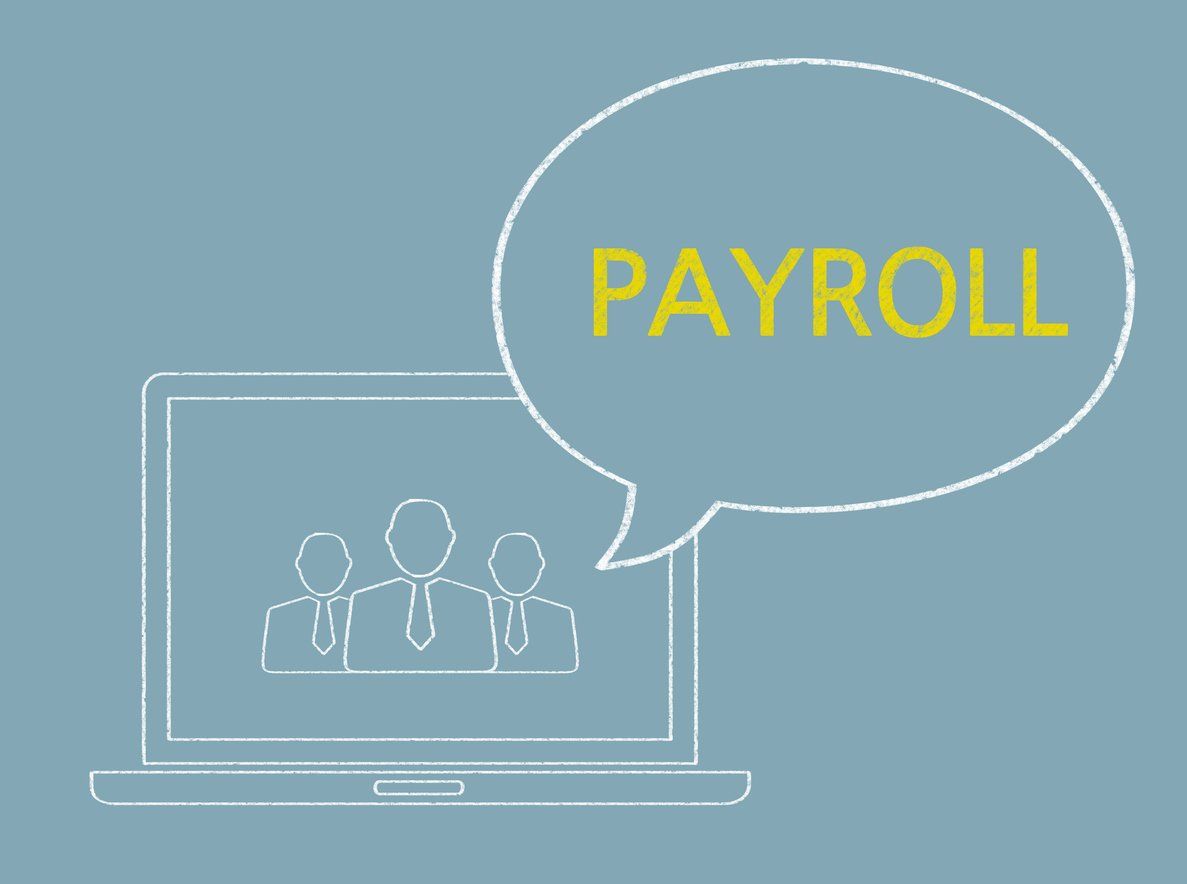 Payroll - Business Chalkboard Background stock photo