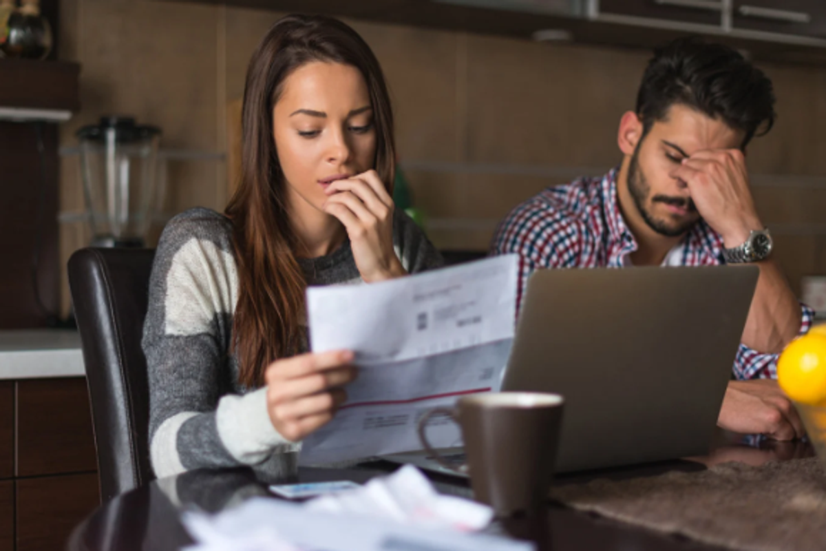 broke, bills, paycheck to paycheck, scared woman, finances, american life