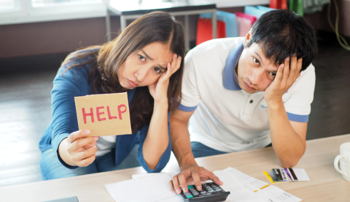 broke, bills, paycheck to paycheck, scared woman, finances, american life