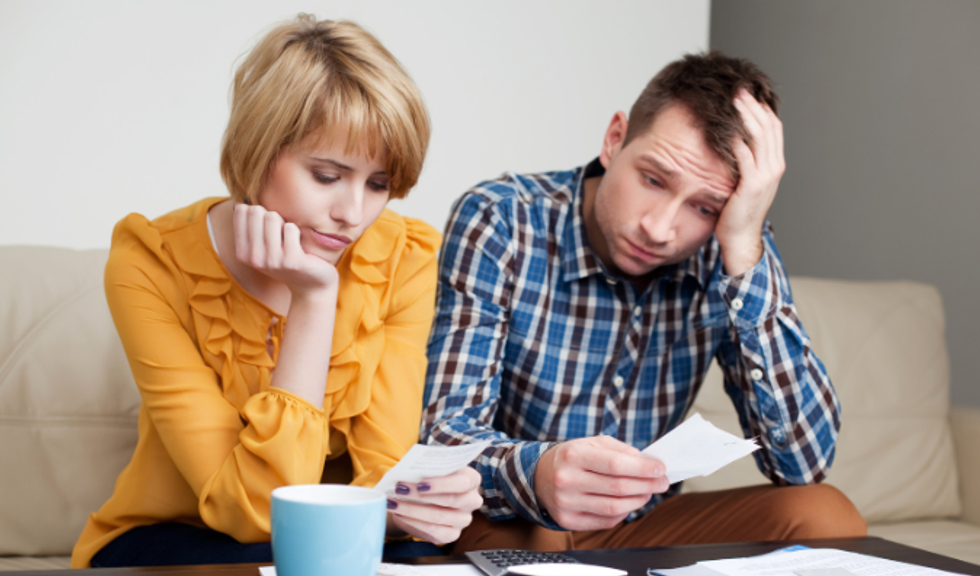 broke, bills, paycheck to paycheck, scared woman, finances, american life