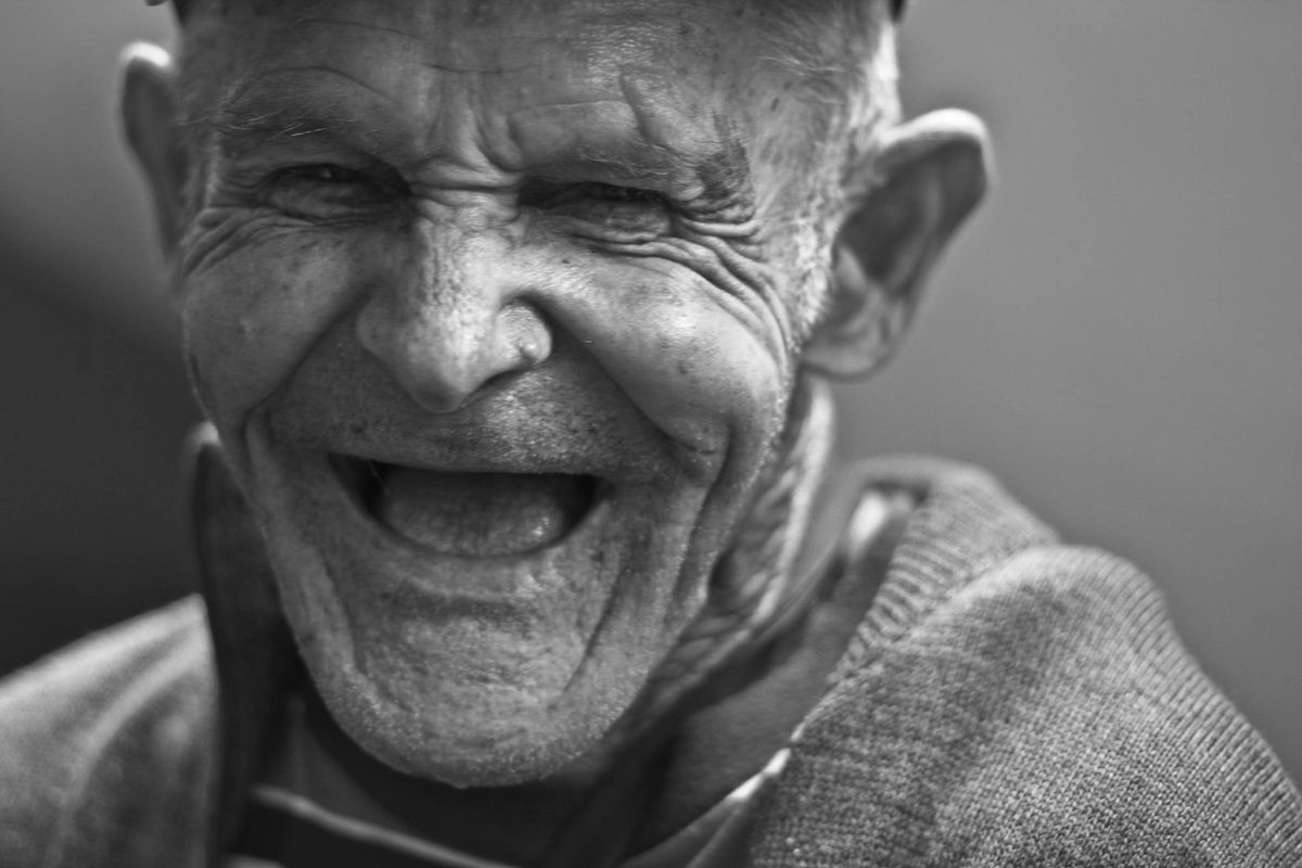 elderly man, laughing, happiness, health, old age