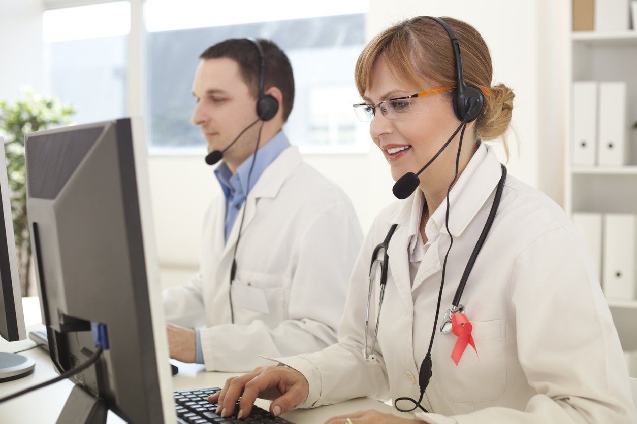 Online medicine support. stock photo