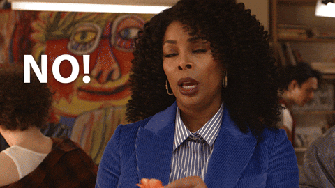 woman saying no, refusing consent, nope, not happening, gif