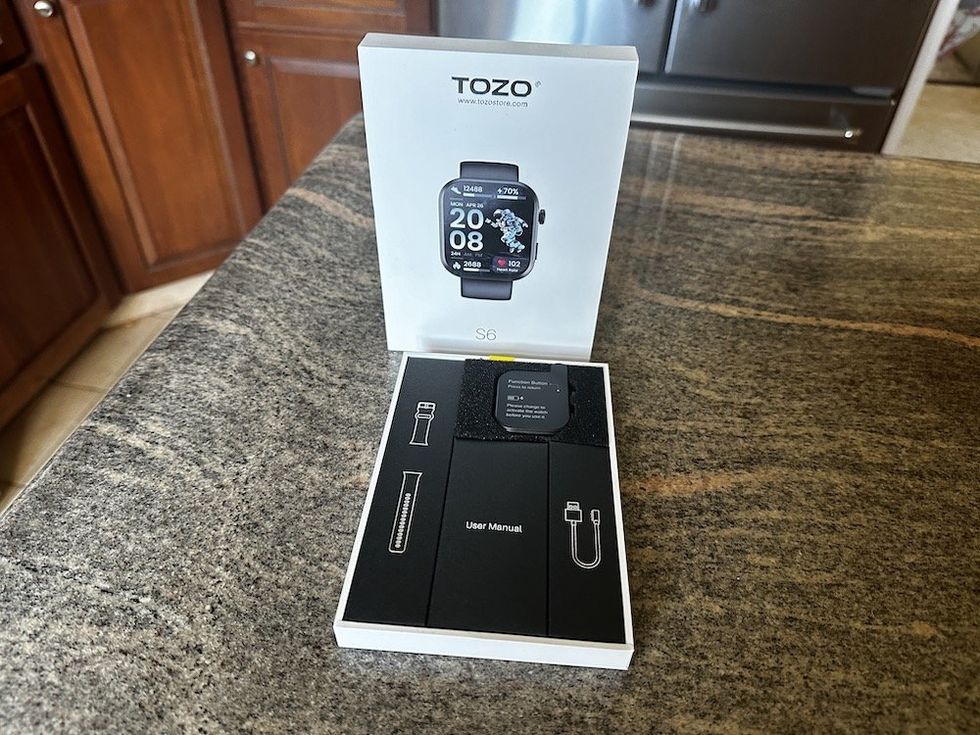 photo of TOZO AMOLED S6 Smart Watch. unboxed