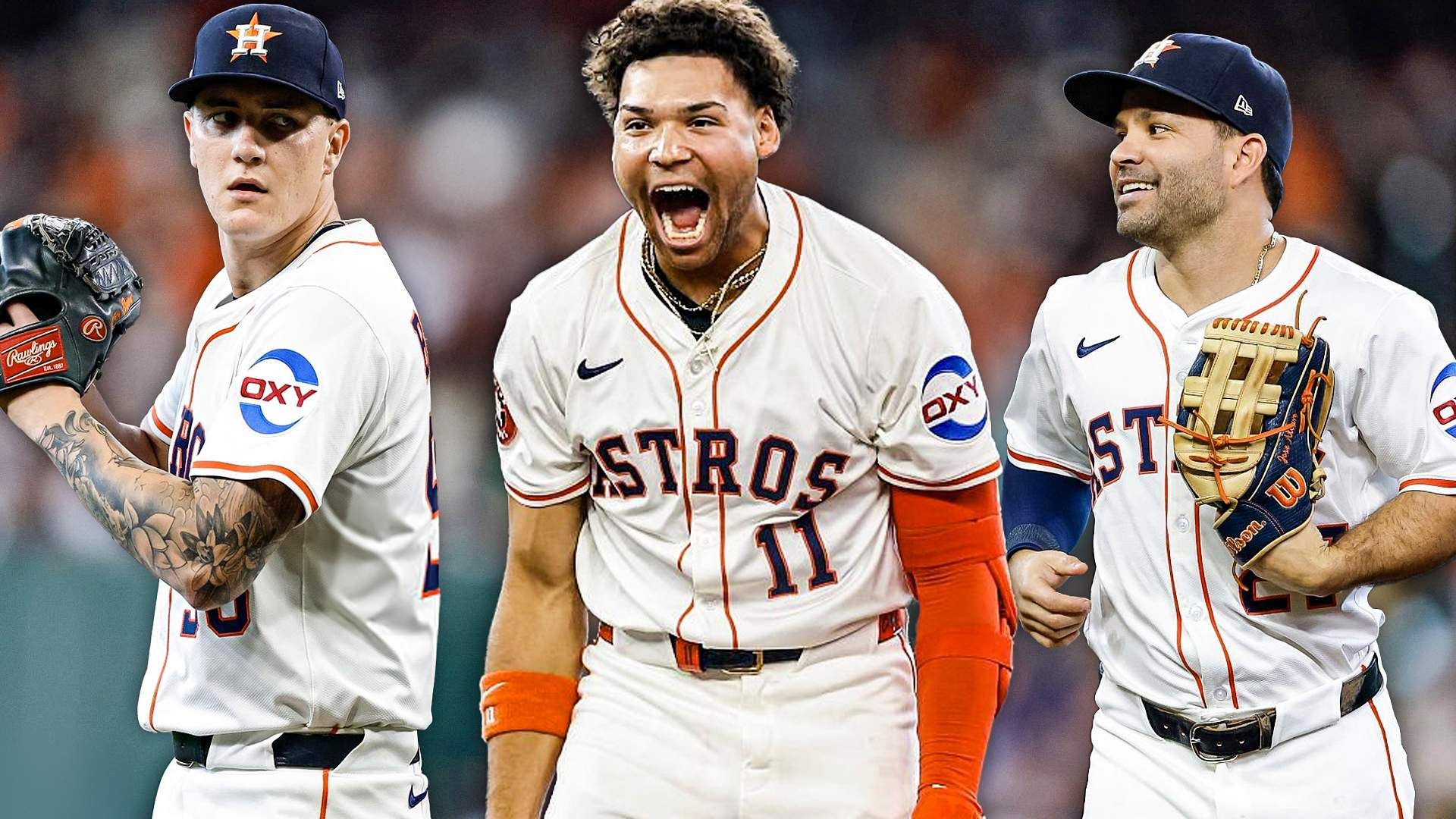 Astros Hunter Brown, Cam Smith, Jose Altuve