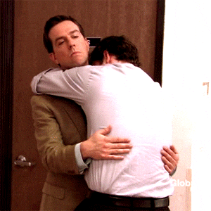 hugging, friendship, awkward, cringe, gif