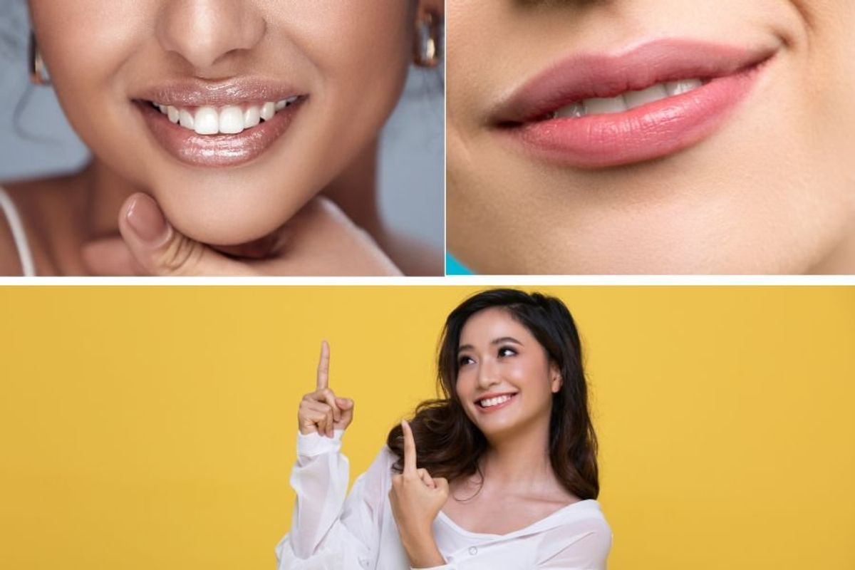 smile, smile trends, veneers, lip flip, lip fillers, smiling for photos, selfie trends, tongue on teeth smile