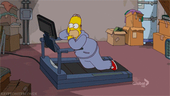 homer simpson, the simpsons, treadmill, excercise