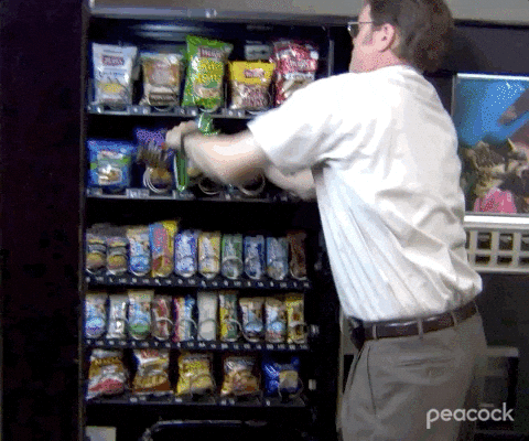 vending machine, hormone therapy, The Office, chips