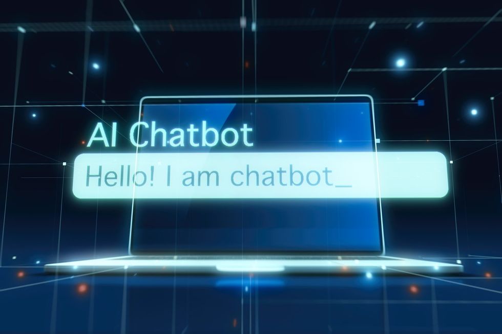 Teks Chatbot di Layar Laptop Kosong Foto Stok