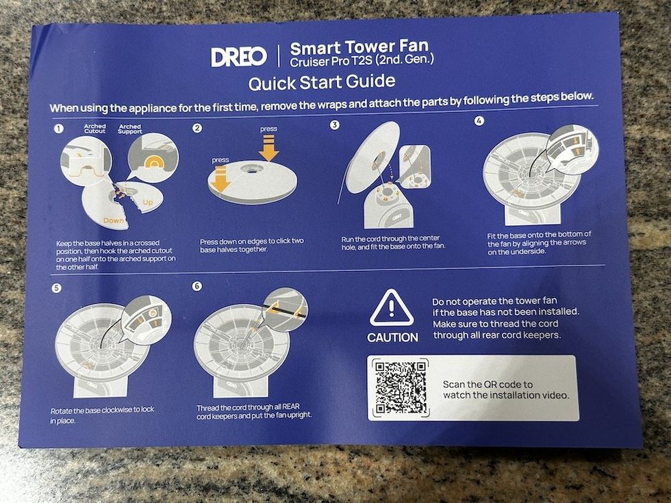 Quick Start Guide for Dreo Smart Tower Fan (Cruiser Pro T2S - 2nd Gen) photo