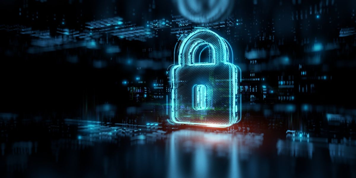 Image of a blue digital lock 