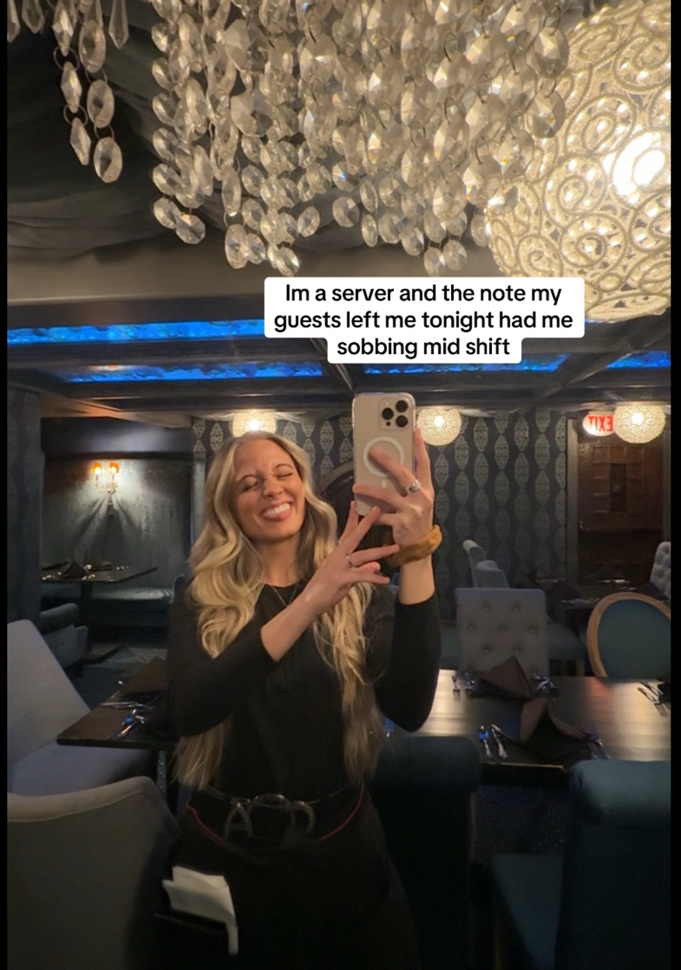 handwritten note, server, server life, waitress, tipping, restaurant, kindness, note on bill, grief, connection, losing a daughter