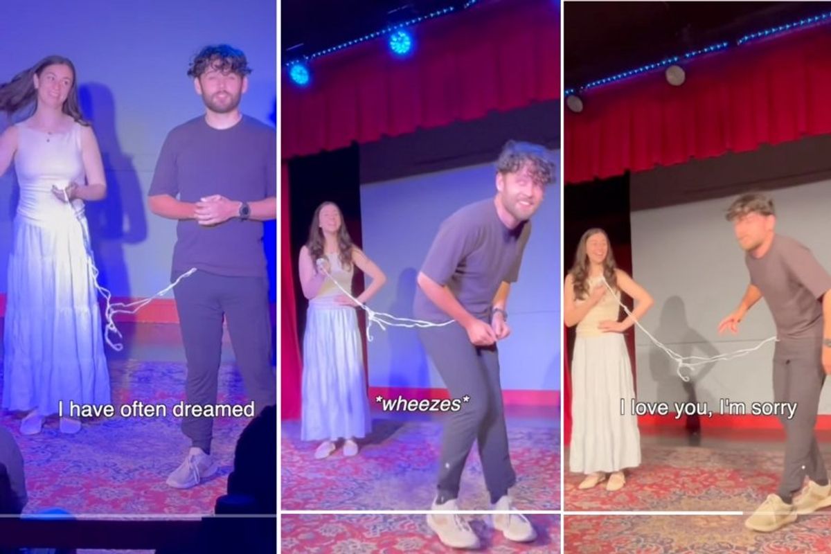 man using a period cramp simulator, uterine cramps, women's pain