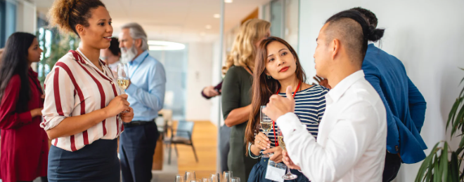 conversation, party, drinks, social situation, attention, listening