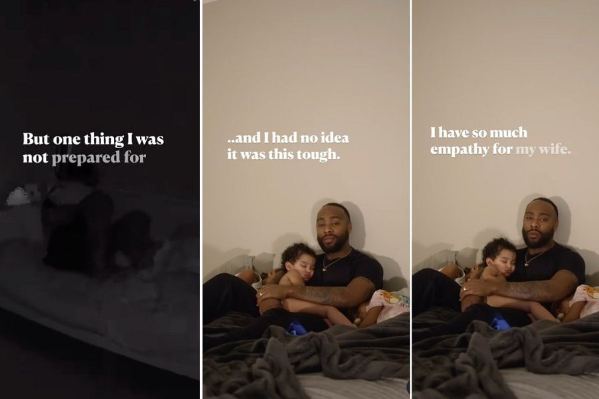 dad in bed, dad with son, dad with kids, thoughtful dad, parents