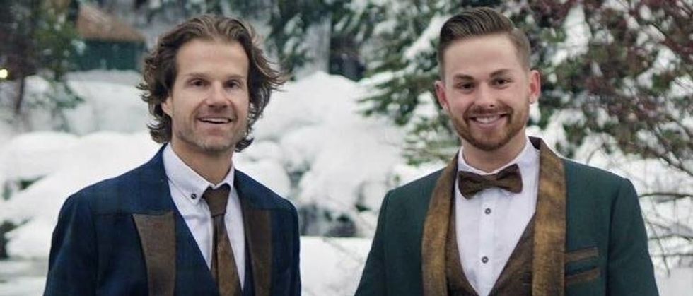 dads, foster care, same-sex parents, louis van amstel, snow, warm suits
