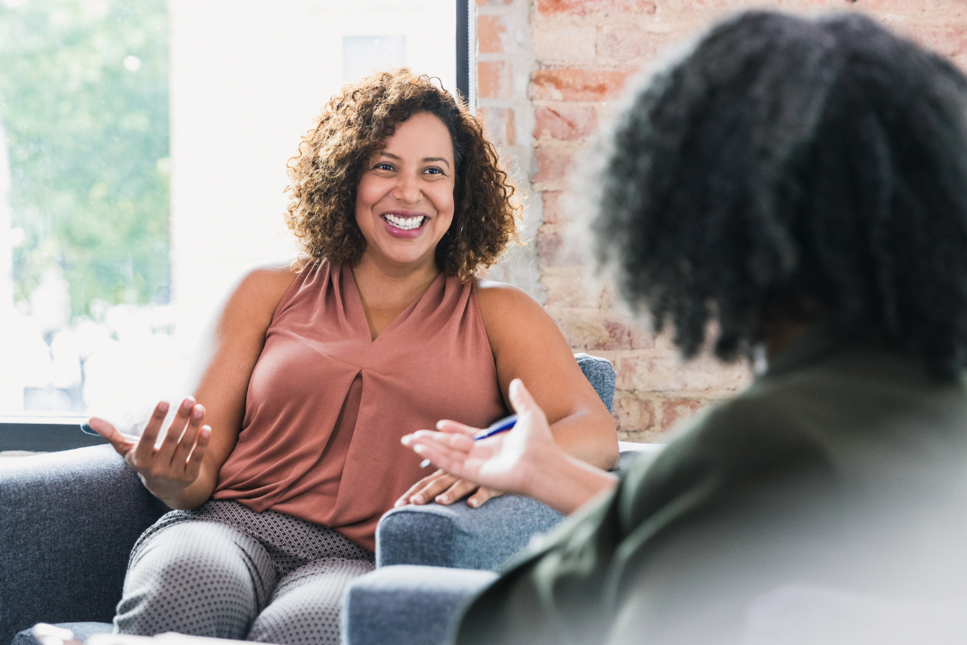 woman, smiling, therapy, connection, feelings