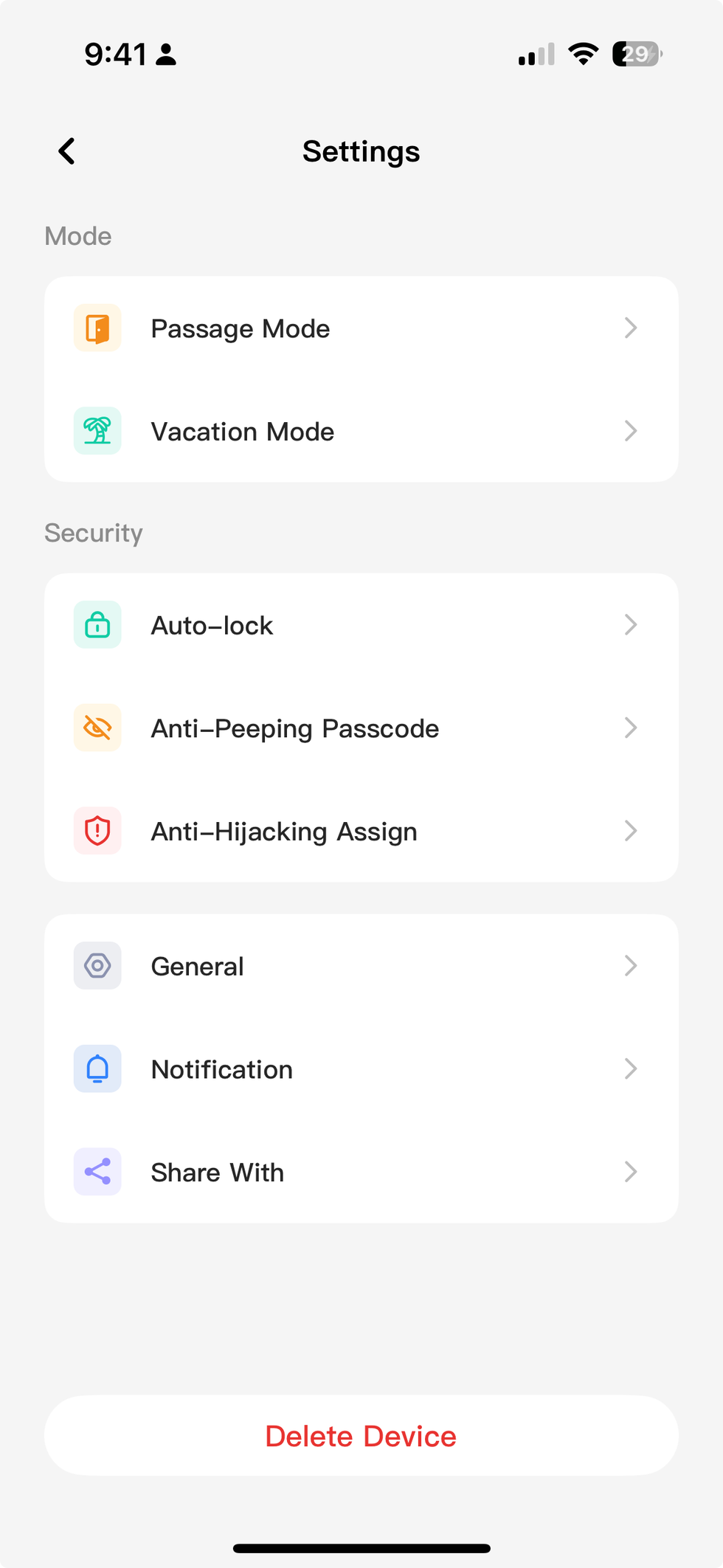 photo of Desloc app settings screen