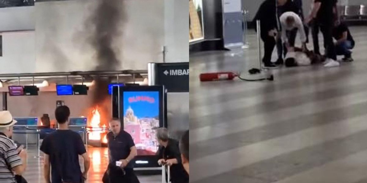 Appicca il fuoco al terminal e dà martellate ovunque. Maliano fermato a Malpensa Appicca il fuoco al terminal e dà martellate ovunque. Maliano fermato a Malpensa